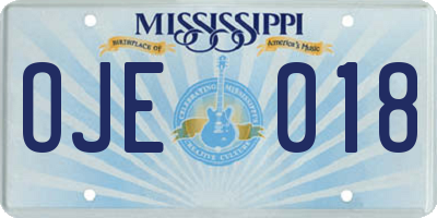 MS license plate OJE018