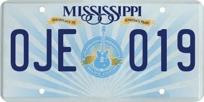 MS license plate OJE019