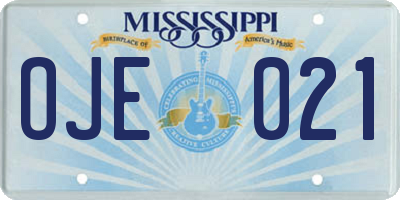 MS license plate OJE021