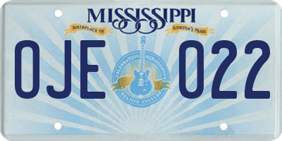 MS license plate OJE022