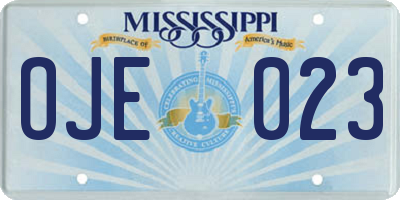 MS license plate OJE023