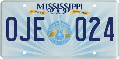 MS license plate OJE024