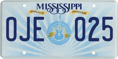 MS license plate OJE025