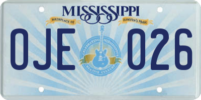 MS license plate OJE026