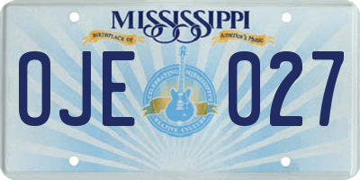 MS license plate OJE027