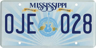 MS license plate OJE028