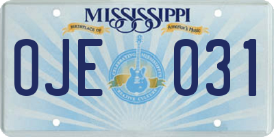MS license plate OJE031