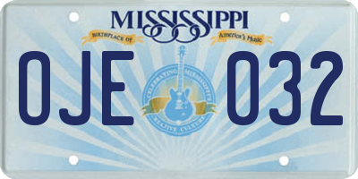 MS license plate OJE032