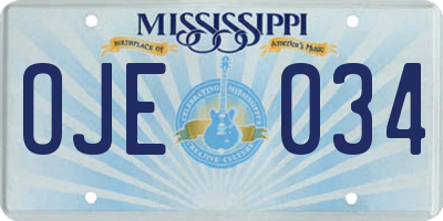 MS license plate OJE034