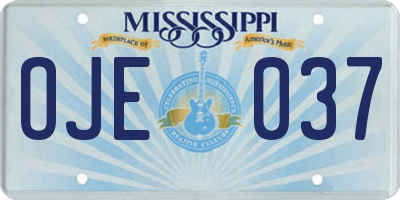 MS license plate OJE037