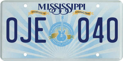 MS license plate OJE040