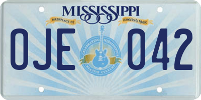 MS license plate OJE042