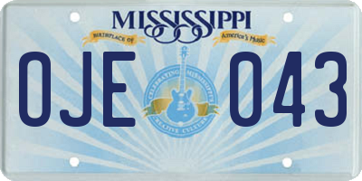 MS license plate OJE043