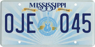 MS license plate OJE045