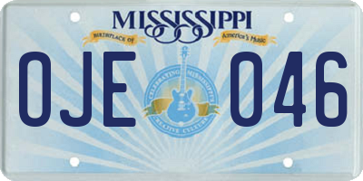 MS license plate OJE046