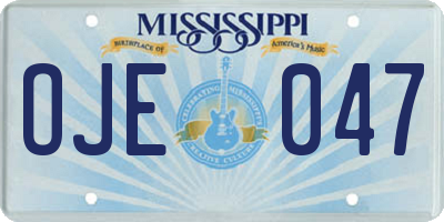 MS license plate OJE047