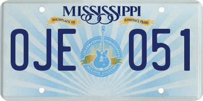 MS license plate OJE051