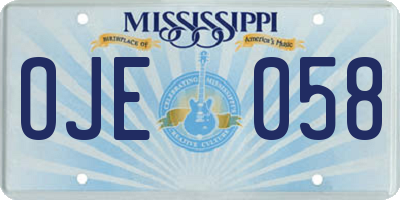 MS license plate OJE058