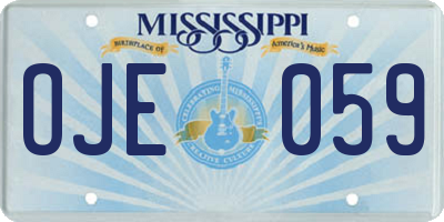 MS license plate OJE059