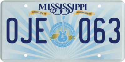 MS license plate OJE063