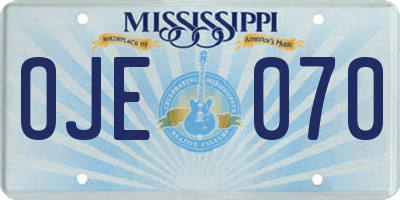 MS license plate OJE070