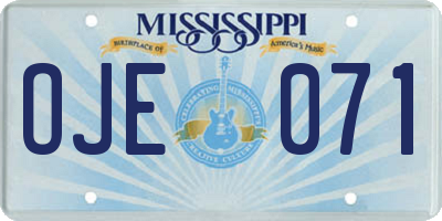 MS license plate OJE071