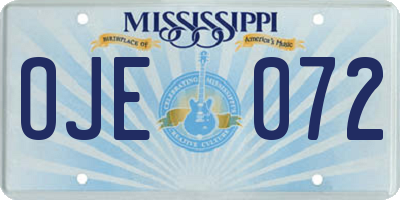 MS license plate OJE072
