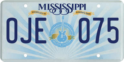 MS license plate OJE075
