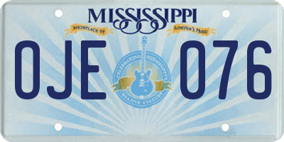 MS license plate OJE076