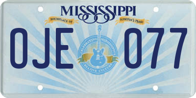 MS license plate OJE077