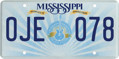 MS license plate OJE078