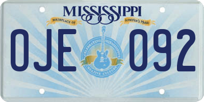 MS license plate OJE092
