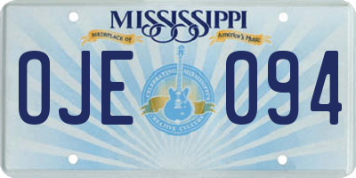 MS license plate OJE094