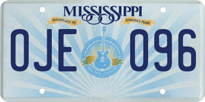 MS license plate OJE096