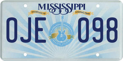 MS license plate OJE098