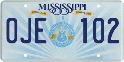 MS license plate OJE102