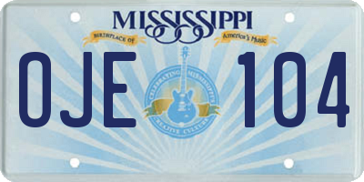 MS license plate OJE104