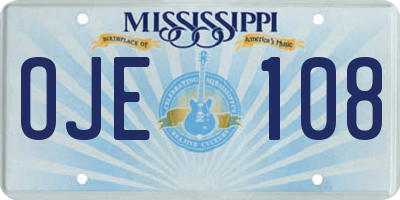 MS license plate OJE108