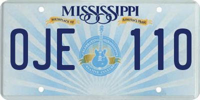 MS license plate OJE110