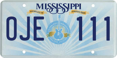 MS license plate OJE111