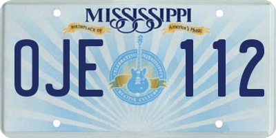MS license plate OJE112