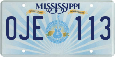 MS license plate OJE113