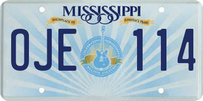 MS license plate OJE114