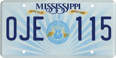 MS license plate OJE115