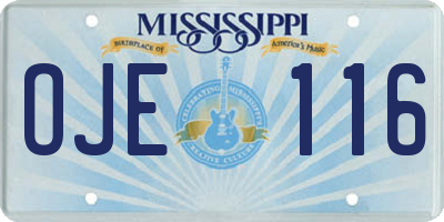 MS license plate OJE116