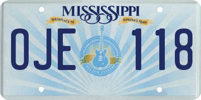 MS license plate OJE118