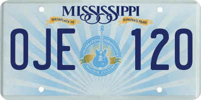 MS license plate OJE120