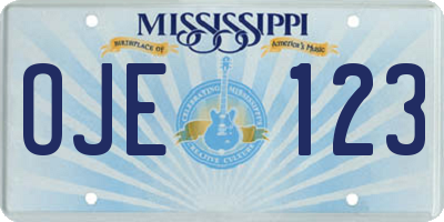 MS license plate OJE123