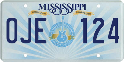 MS license plate OJE124