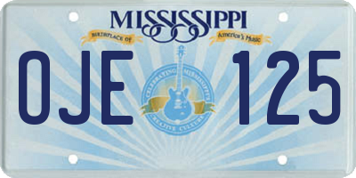 MS license plate OJE125